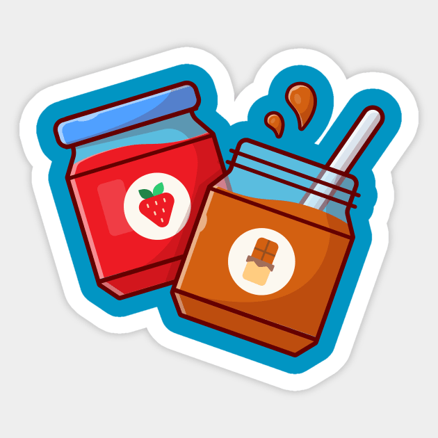 Strawberry Jam And Peanut Butter Cartoon Vector Icon Illustration Sticker by Catalyst Labs